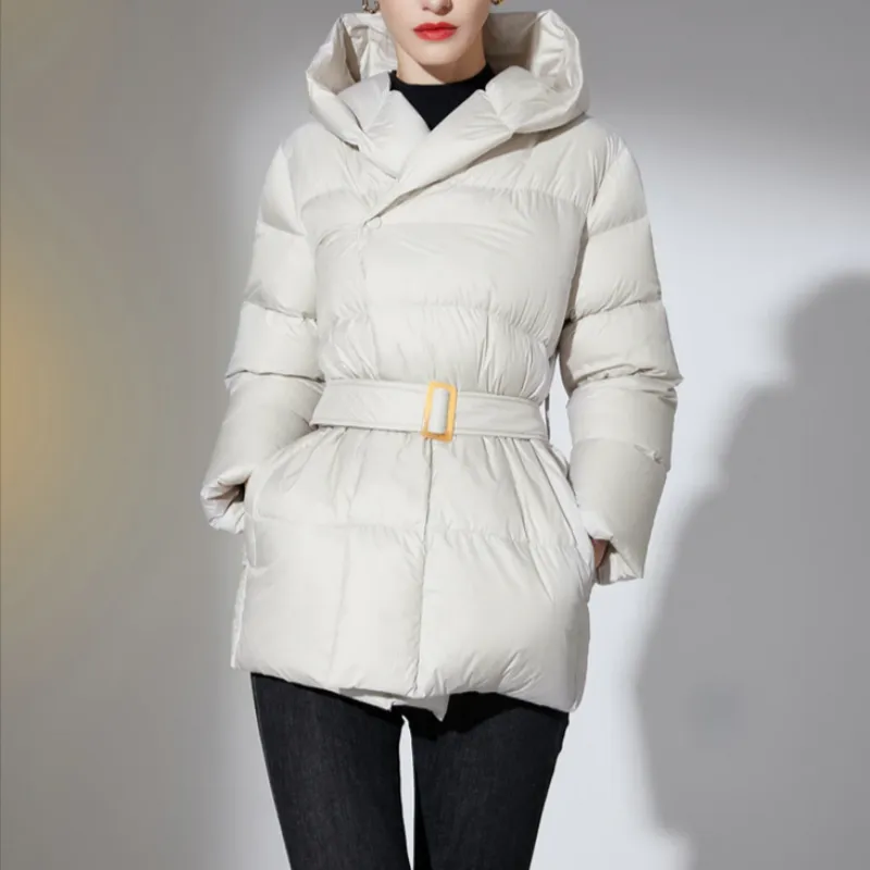 Ultra Light Belted Warm Puffer Parka Coat