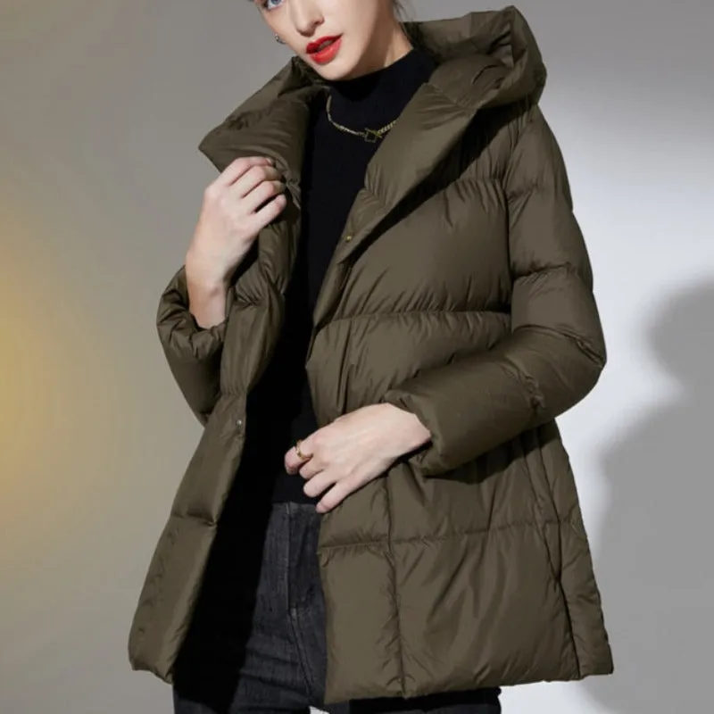 Ultra Light Belted Warm Puffer Parka Coat