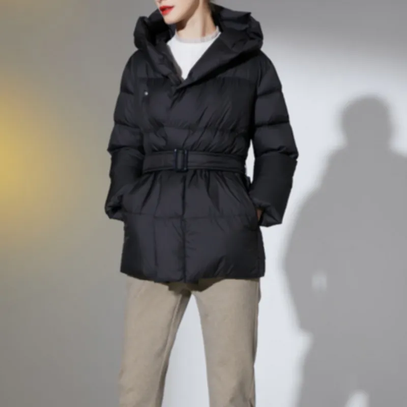 Ultra Light Belted Warm Puffer Parka Coat