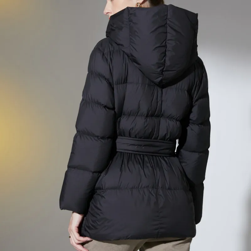 Ultra Light Belted Warm Puffer Parka Coat