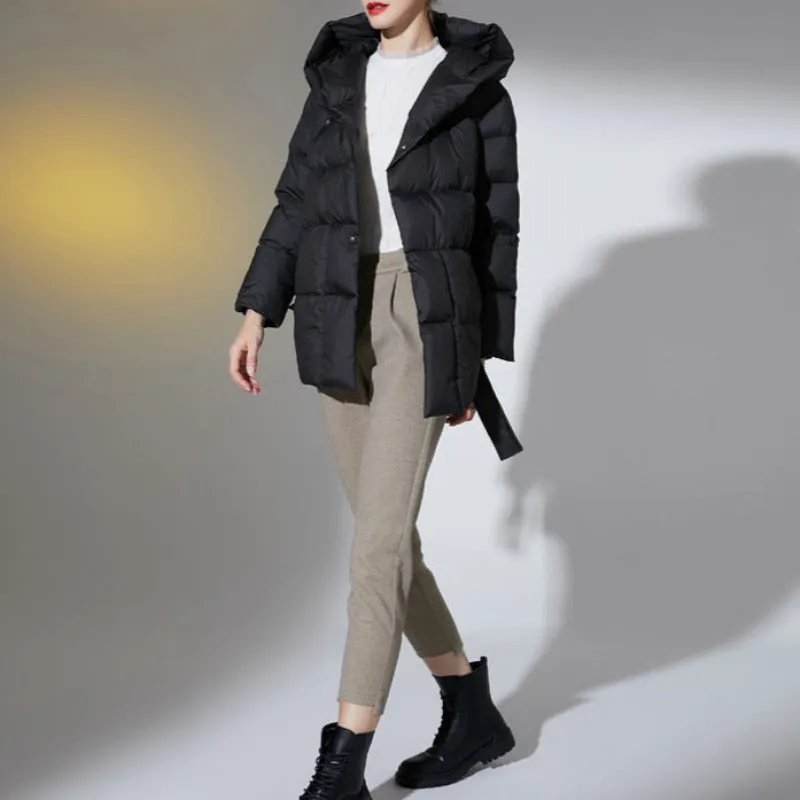 Ultra Light Belted Warm Puffer Parka Coat