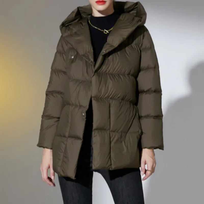 Ultra Light Belted Warm Puffer Parka Coat