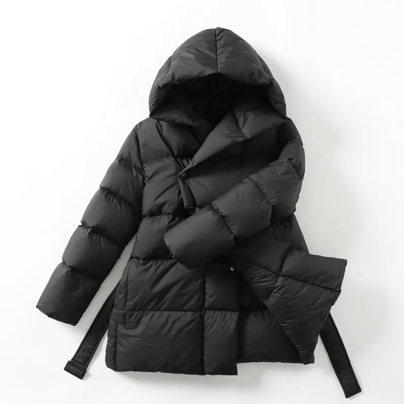 Ultra Light Belted Warm Puffer Parka Coat