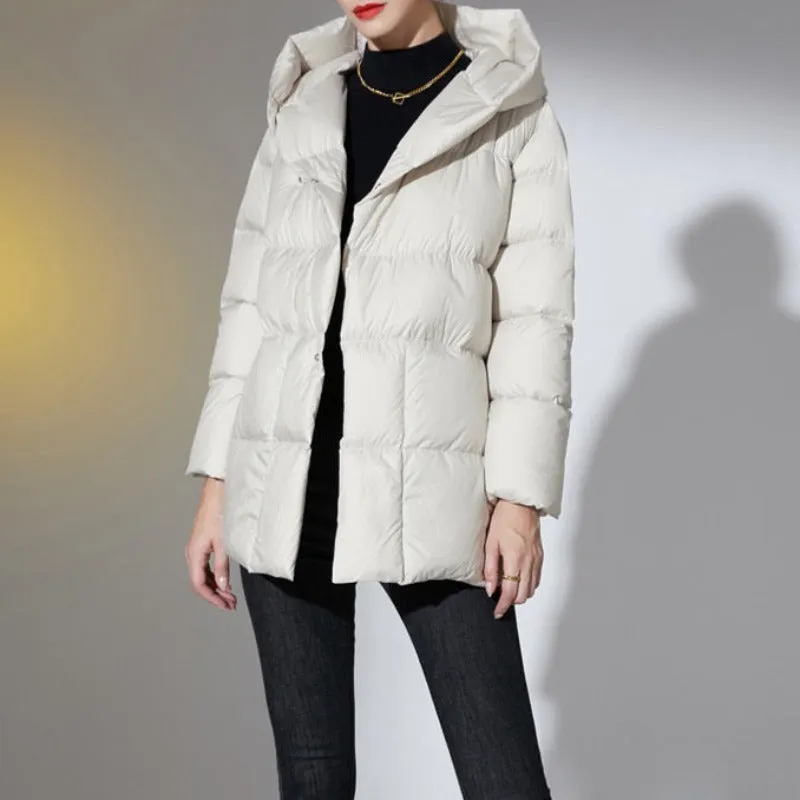 Ultra Light Belted Warm Puffer Parka Coat