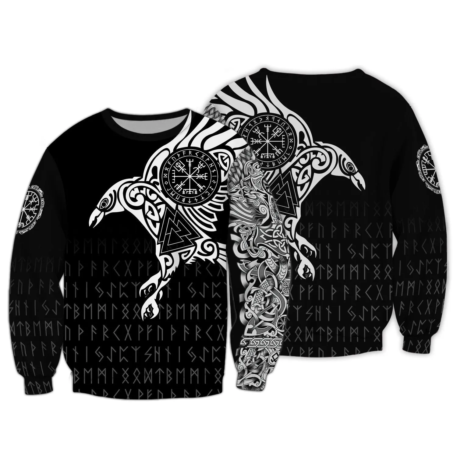 Vikings The Raven of Odin Tattoo 3D All Printed Sweatshirt Hoodie, Christmas Gift for Tattoo