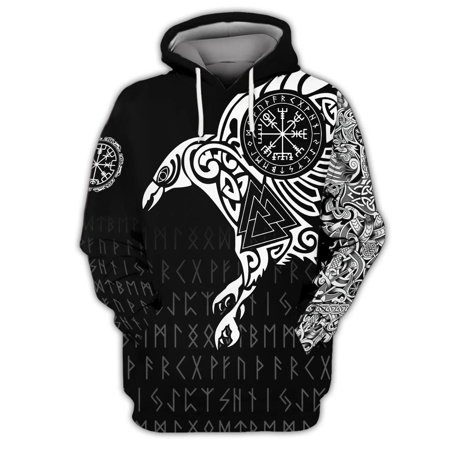 Vikings The Raven of Odin Tattoo 3D All Printed Sweatshirt Hoodie, Christmas Gift for Tattoo