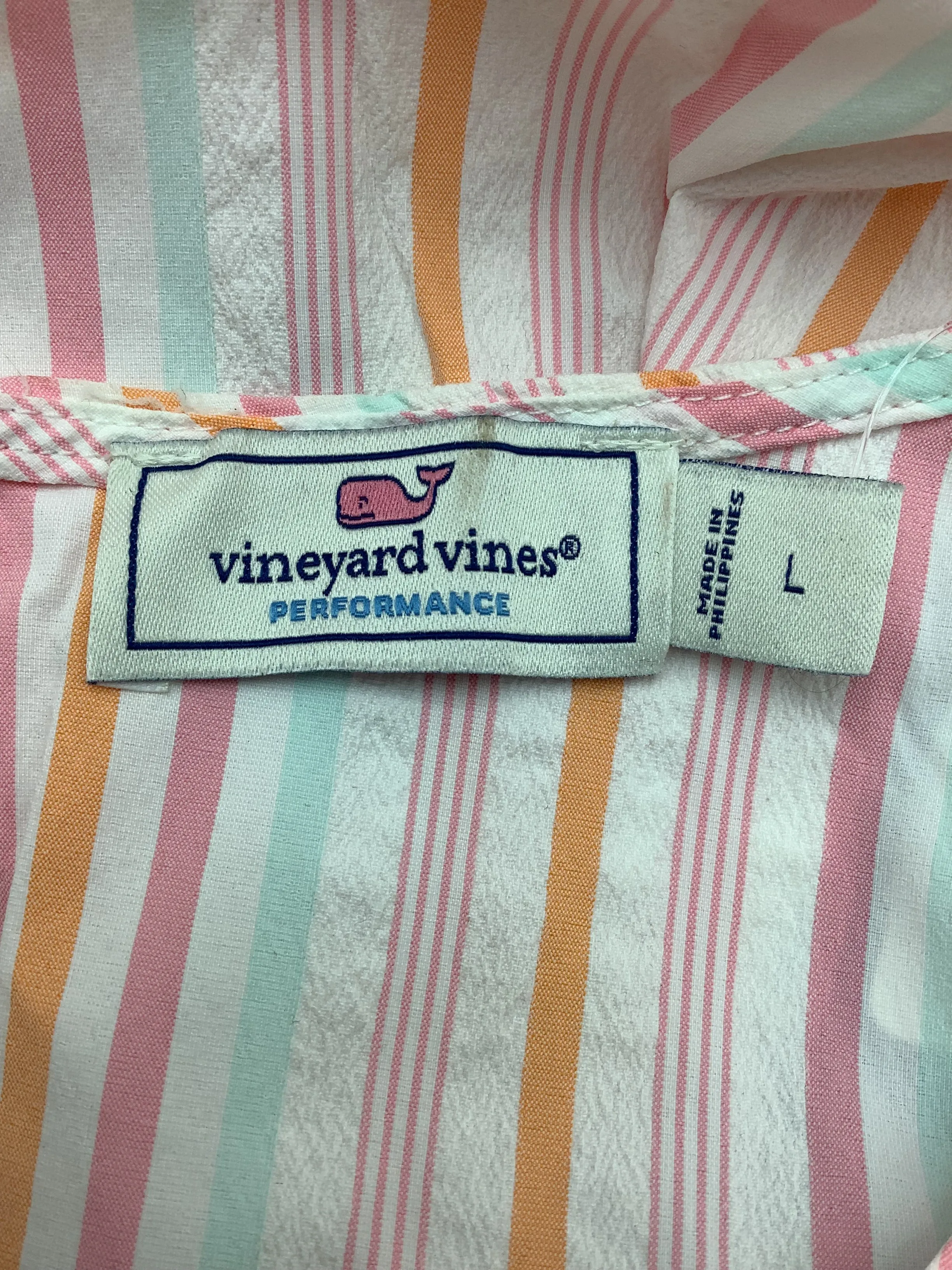 Vineyard Vines Mini Smocked Striped Print Dress Size: L