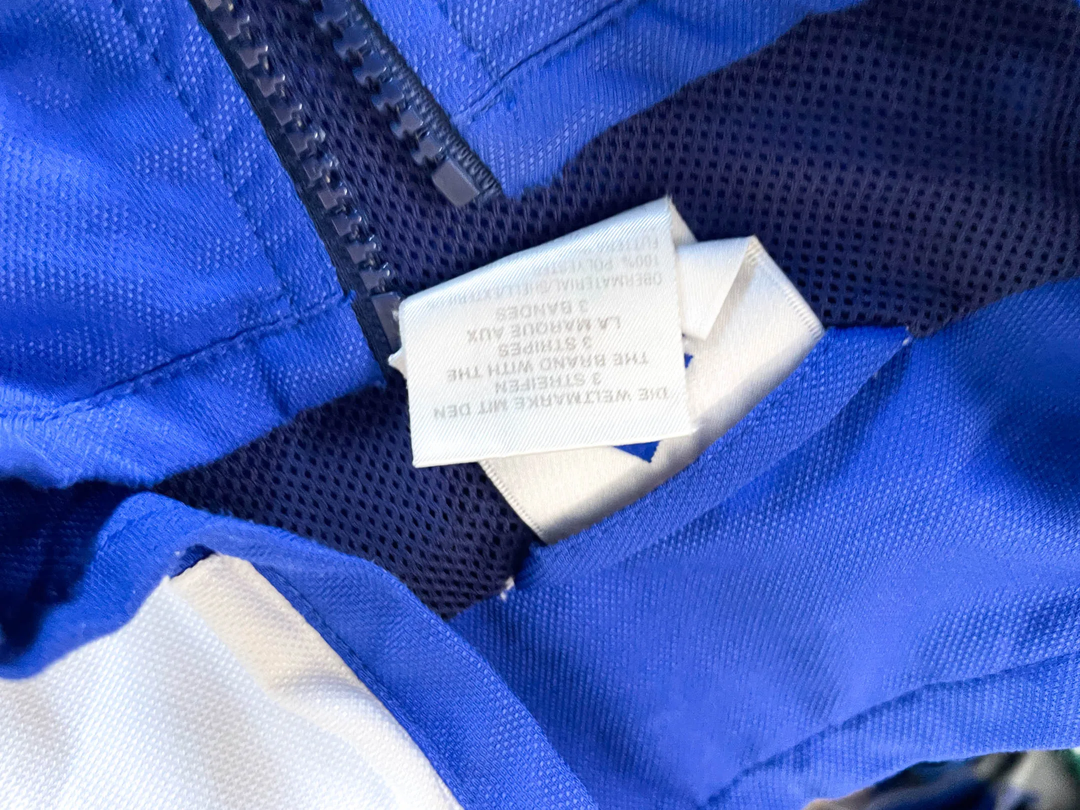 Vintage Adidas Climalite full zip blue windbreaker track top in L\XL| L31 W25|SKU 4383