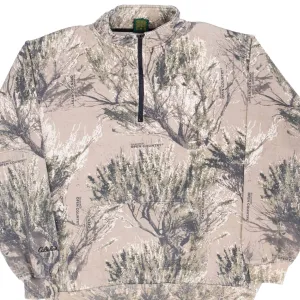 VINTAGE HUNTING SECLUSION OPEN COUNTRY CAMO QUARTER ZIP SWEATSHIRT XL