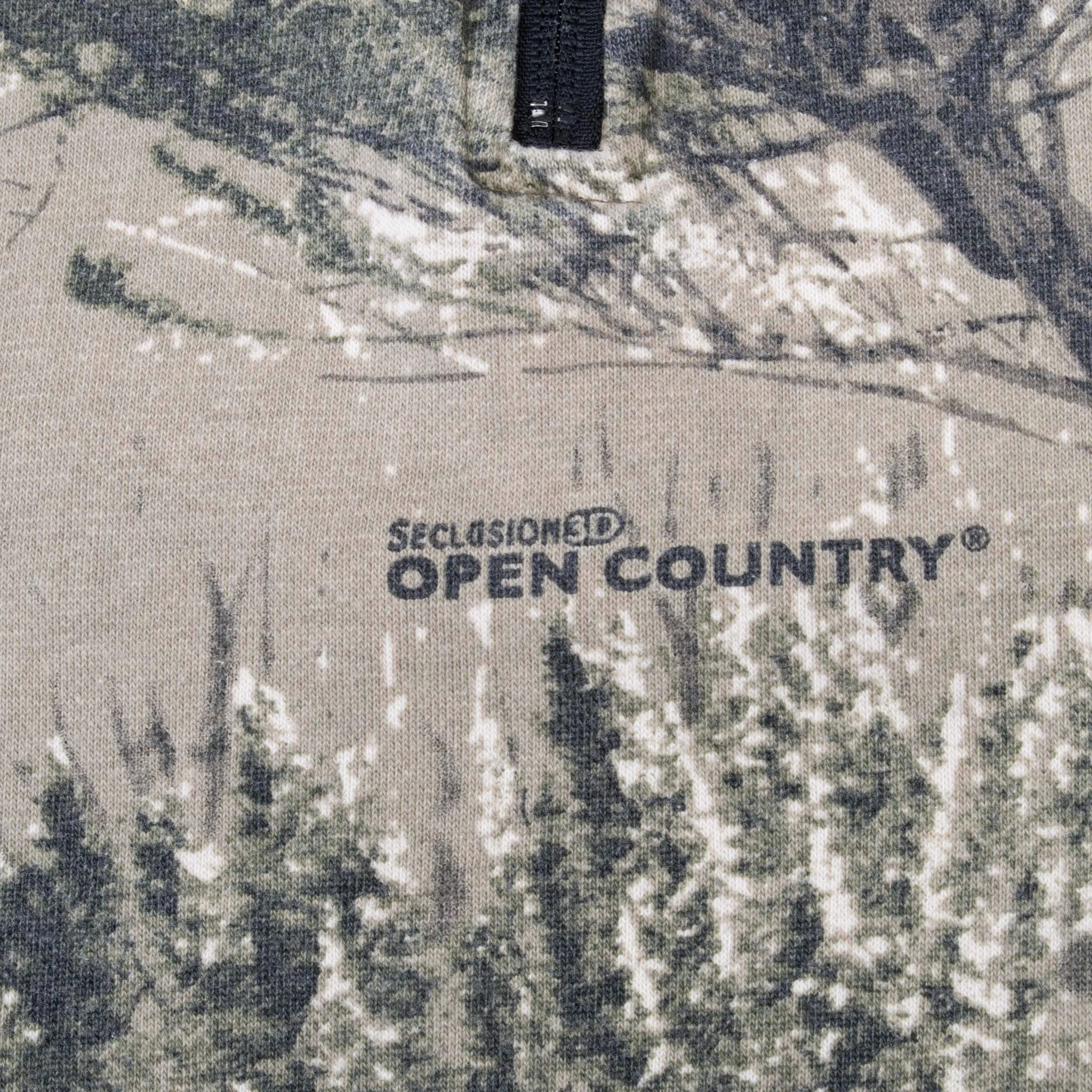 VINTAGE HUNTING SECLUSION OPEN COUNTRY CAMO QUARTER ZIP SWEATSHIRT XL