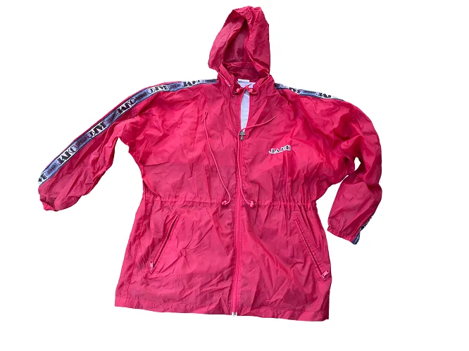 Vintage Jako red windbreaker nylon hoodie jacket in L|L32 W26| SKU 4394