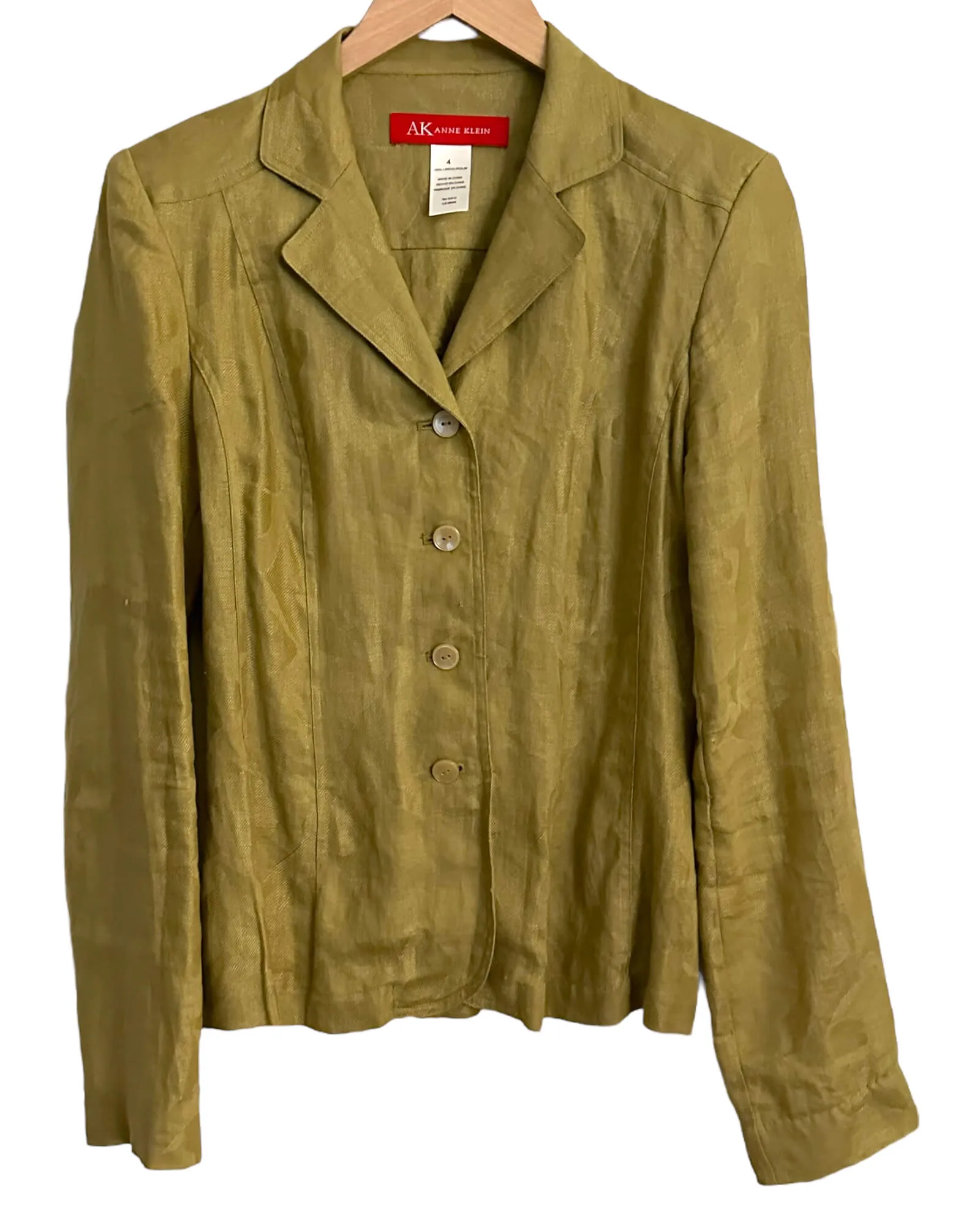 Warm Autumn Sandalwood Brocade Linen Jacket