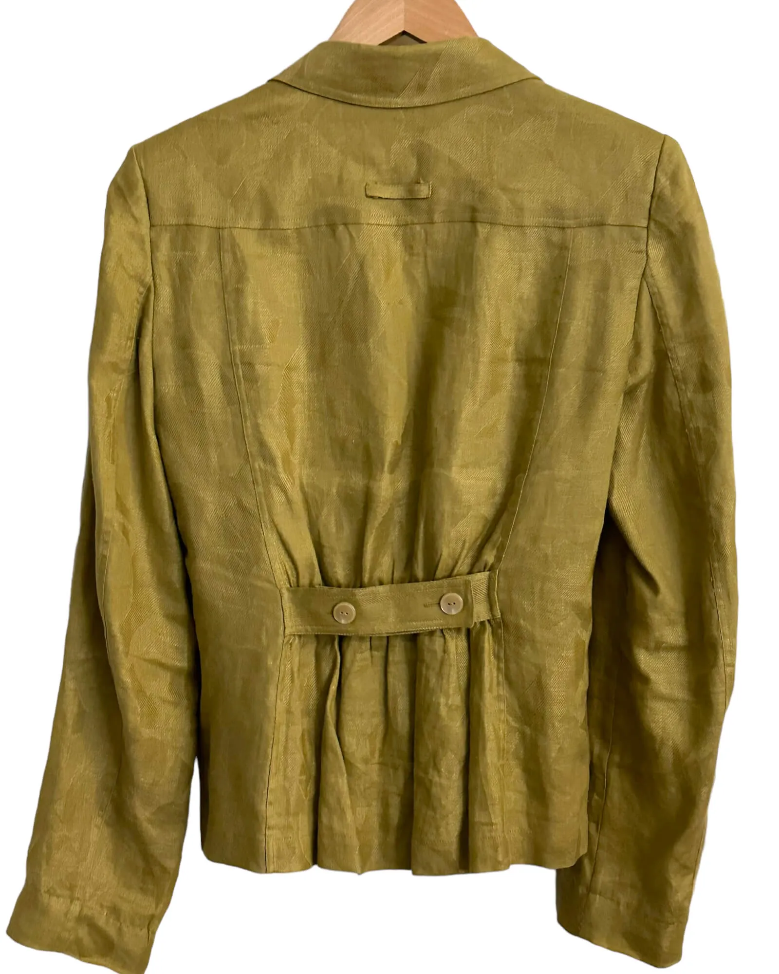 Warm Autumn Sandalwood Brocade Linen Jacket