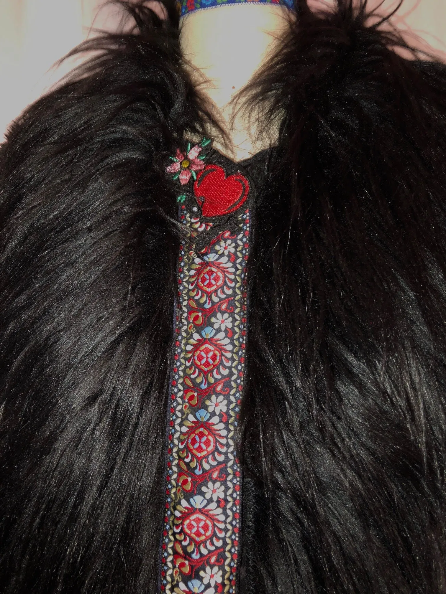 Warm Black Unlined Fake Fur Coat