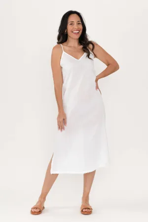 White Cotton Maxi Slip Dress