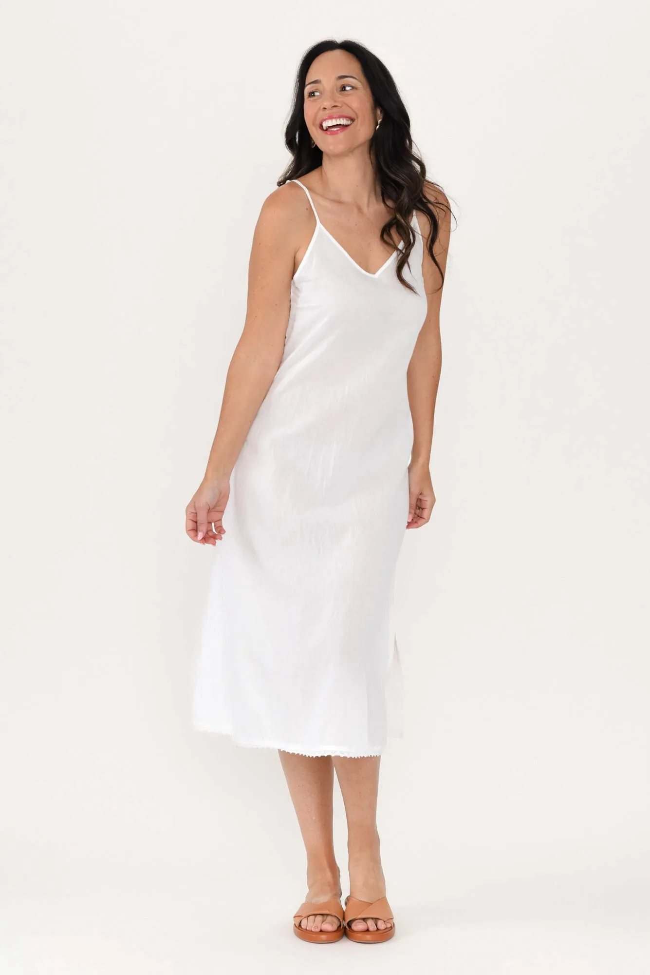 White Cotton Maxi Slip Dress