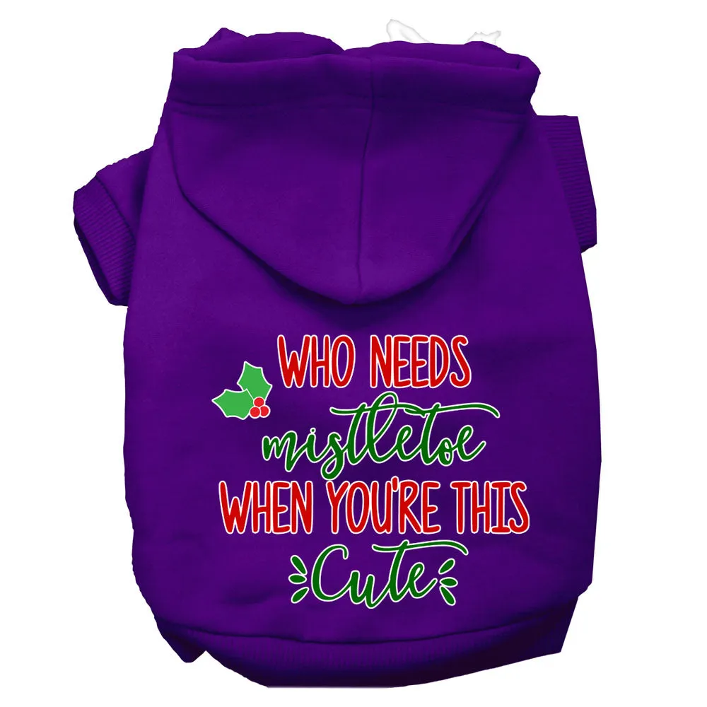 Who Needs Mistletoe Screen Print Dog Hoodie Purple Xs