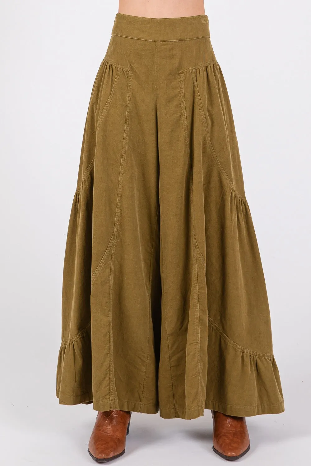 Wide-Leg Corduroy Pants with Pockets – High-Rise Comfort