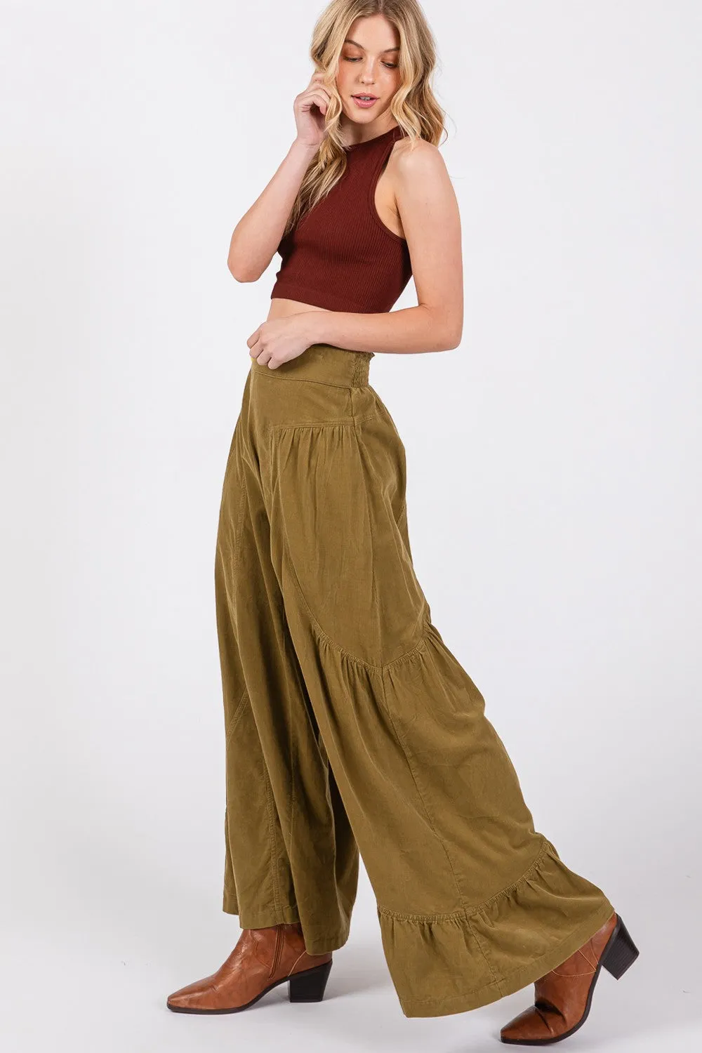 Wide-Leg Corduroy Pants with Pockets – High-Rise Comfort