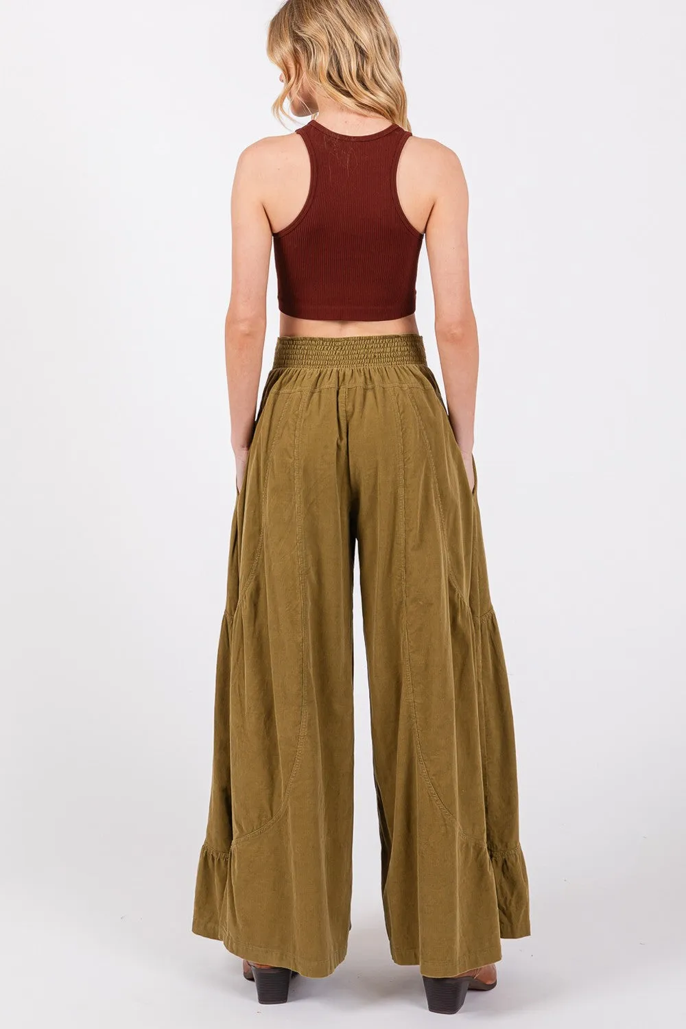 Wide-Leg Corduroy Pants with Pockets – High-Rise Comfort