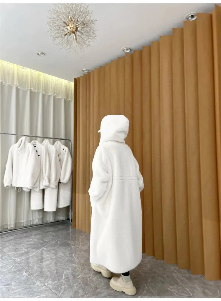 Women Long Oversized Fluffy Faux Fur With Hood Coat