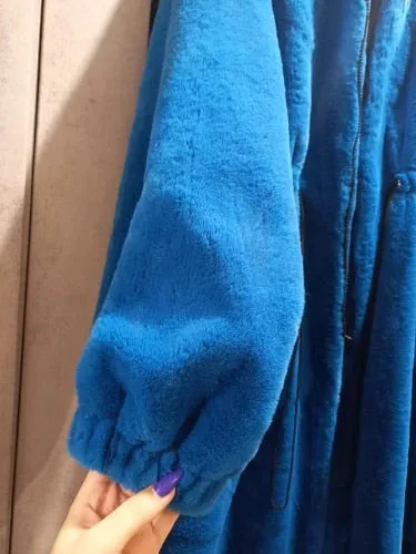 Women Long Oversized Fluffy Faux Fur With Hood Coat