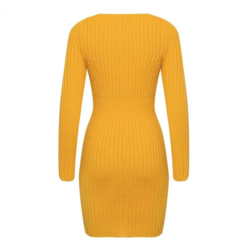 Women's Autumn/Winter Knitted Long Sleeve Mini Dress