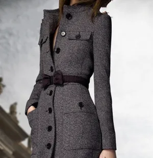 Women's Autumn/Winter Slim Coat With Decorative Belt
