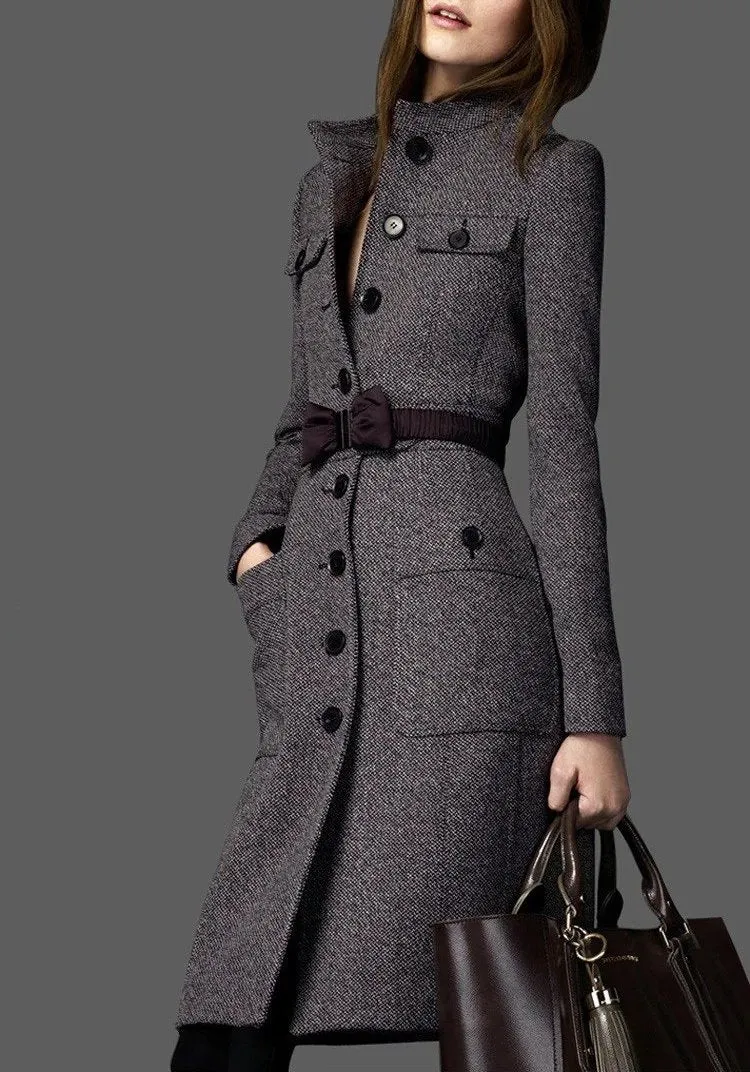 Women's Autumn/Winter Slim Coat With Decorative Belt