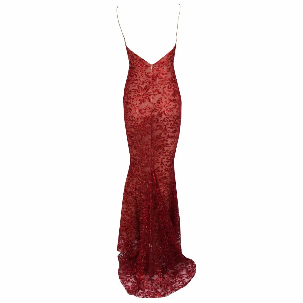 Women's Deep V-Neck Long Dress With Open Back