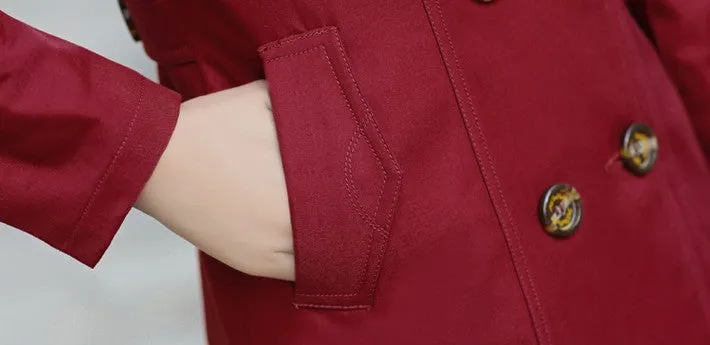 Women's Turn-Down Collar Double Breasted Slim Coat