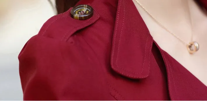 Women's Turn-Down Collar Double Breasted Slim Coat