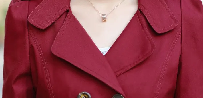 Women's Turn-Down Collar Double Breasted Slim Coat