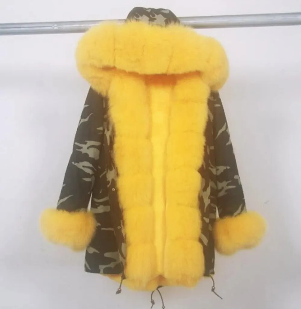 Women's Winter Casual Thick Acrylic Long Parka With Fox Fur