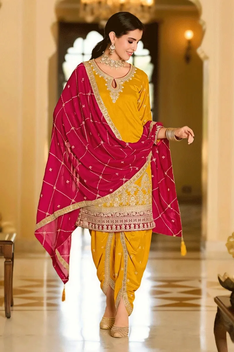 Yellow Color Dhoti Kurti For Haldi Function
