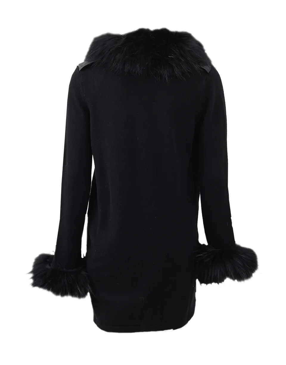 Zip Coat With Raccoon Trim