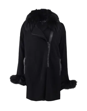 Zip Coat With Raccoon Trim